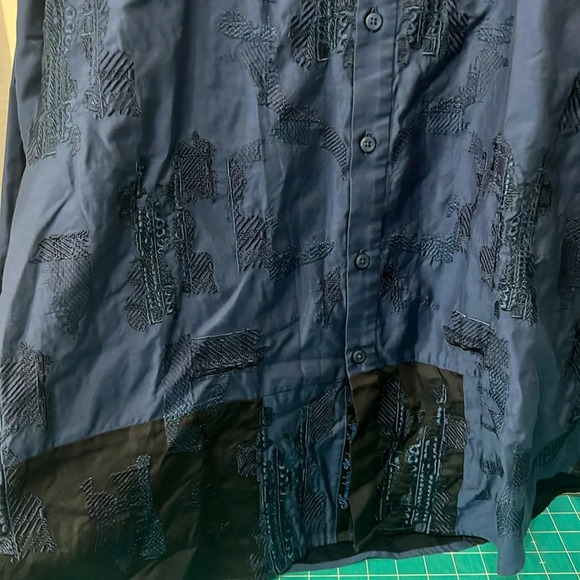 Robert Graham Mens Embroidered Button Down Navy Blue Black 100% Cotton Size XL - Picture 5 of 10